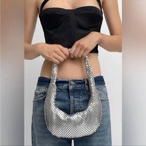 COPY - Silver mesh Metallic handbag